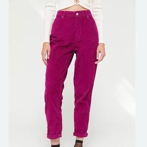 NWOT Berry Purple Urban Outfitters ultra hi-rise corduroy mom jeans,29, MSRP $89